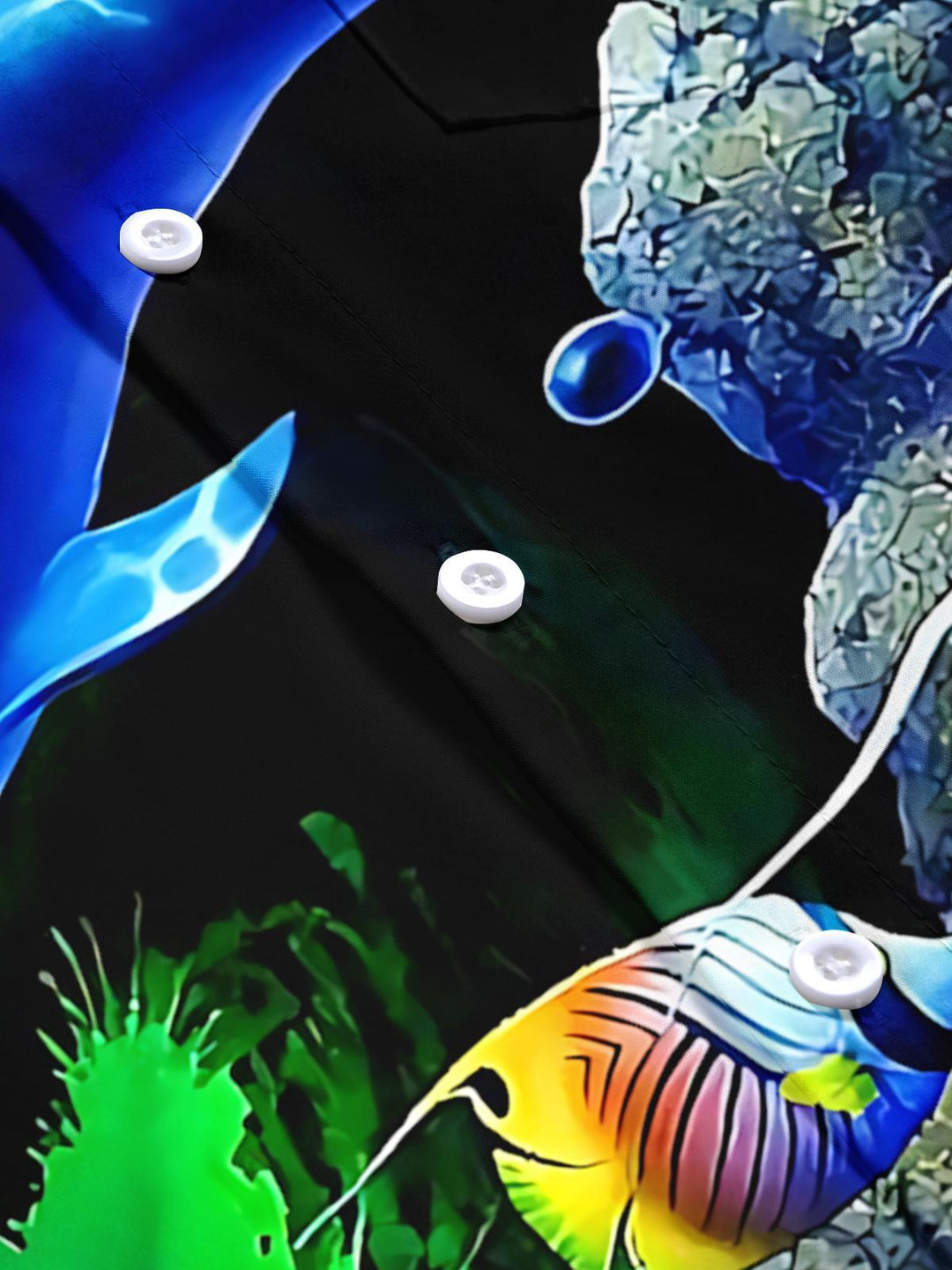 Marine Life Print Men's Pocket Short Sleeve Shirts
