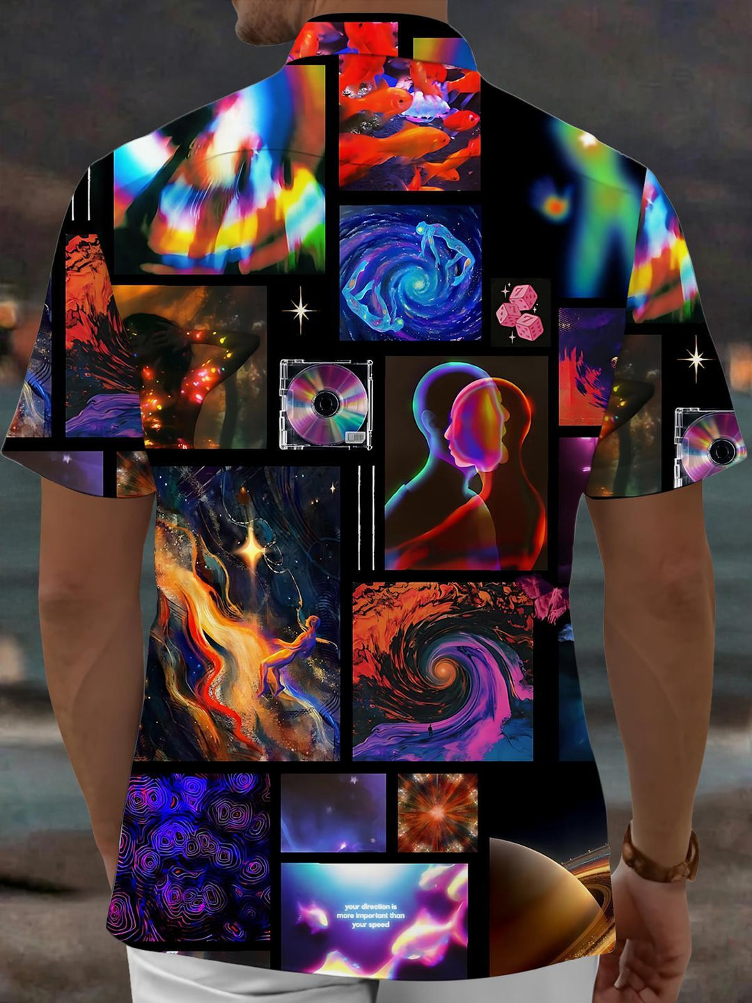Colorful Abstract Art Print Men's Pocket Short Sleeve Shirts