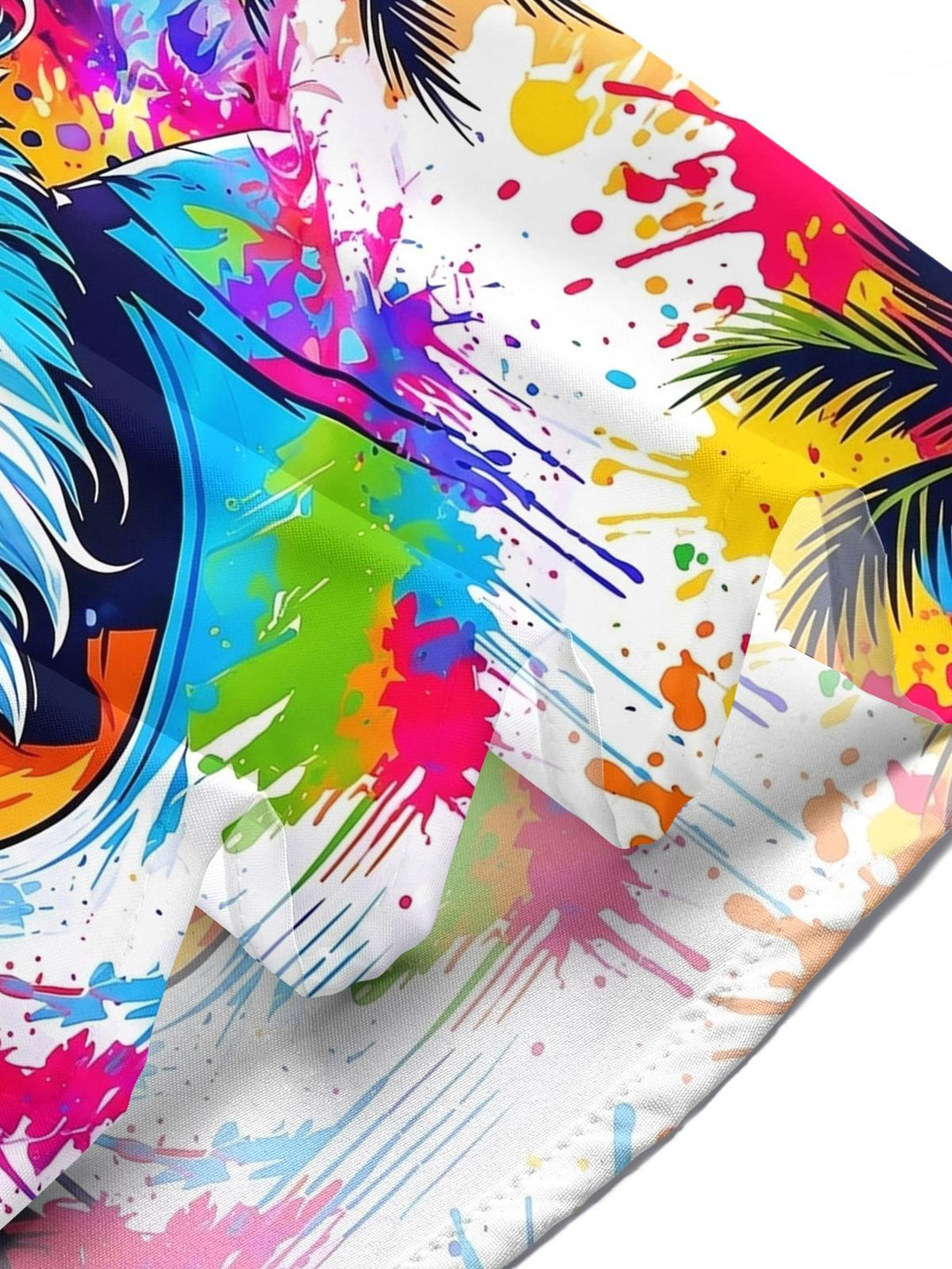 Hawaiian Colorful Tie Dye Summer Beach Santa Claus Men's Pocket Short Sleeve Shirts