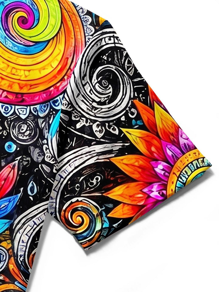Hippie Bohemian Peace Mandala Men's Pocket Short Sleeve Shirts
