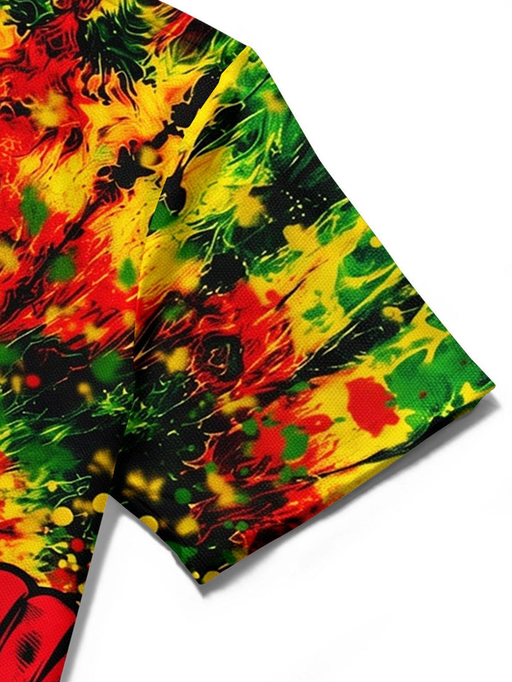 Tie Dye Fist Print Men's Pocket Short Sleeve Shirts