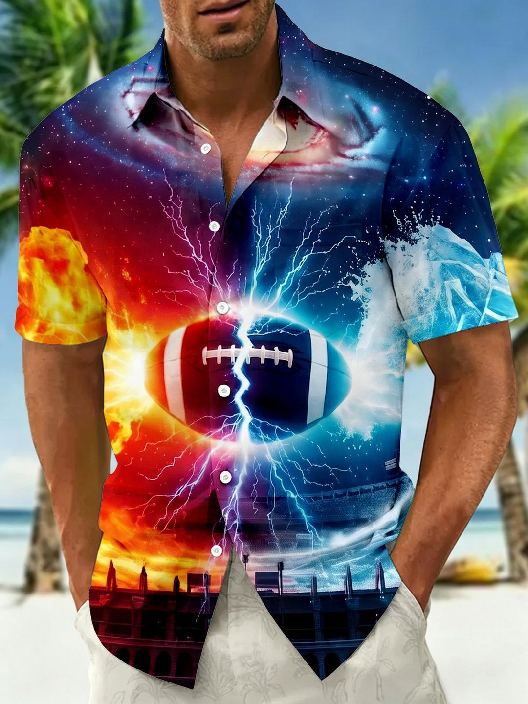 Ice & Fire Dark Rugby Sport Men's Pocket Short Sleeve Shirts