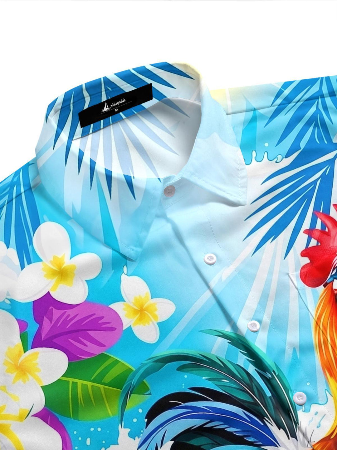 Fun Hawaiian Surfing Rooster Tropical Men's Pocket Short Sleeve Shirts