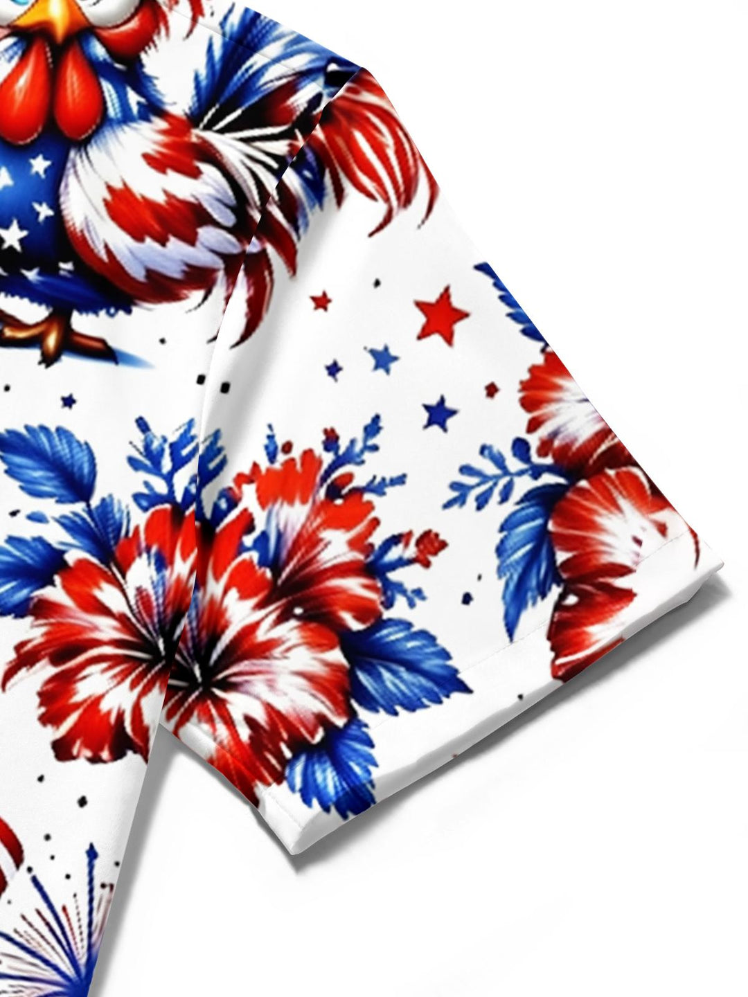 Independence Day Funny Patriotic Chicken American Flag Print Men's Pocket Short Sleeve Shirts