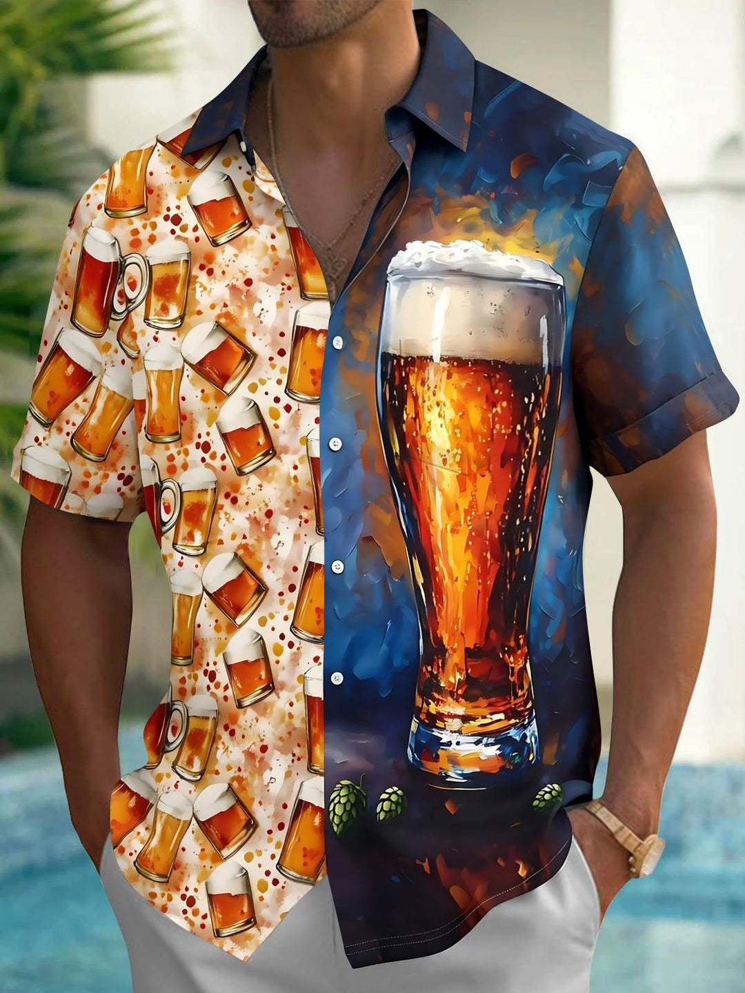Hawaiian Beer Men's Pocket Short Sleeve Shirts