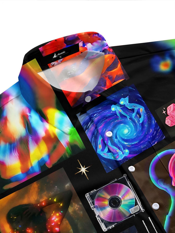 Colorful Abstract Art Print Men's Pocket Short Sleeve Shirts