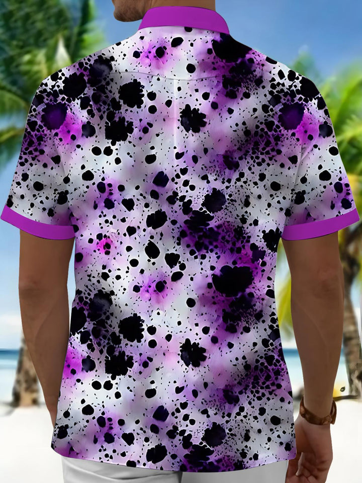 Tie Dye Print Men's Pocket Short Sleeve Shirts