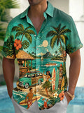 Hawaiian Coconut Tree Men's Pocket Short Sleeve Shirts