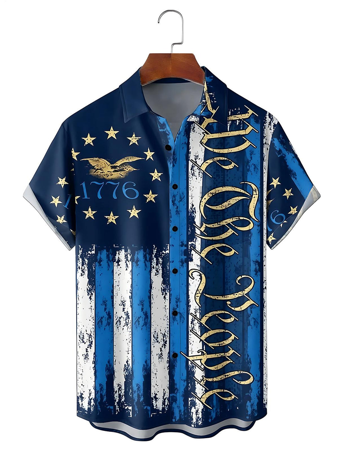 1776 We The People American Flag Men's Pocket Short Sleeve Shirts