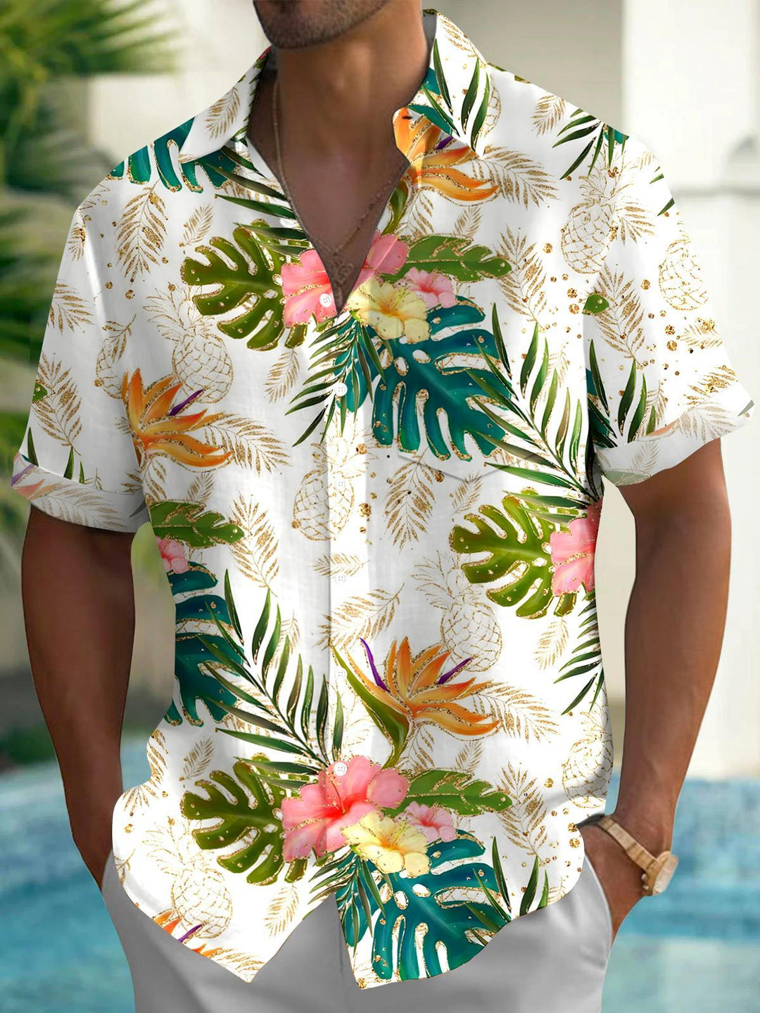Hawaiian Men's Pocket Short Sleeve Shirts