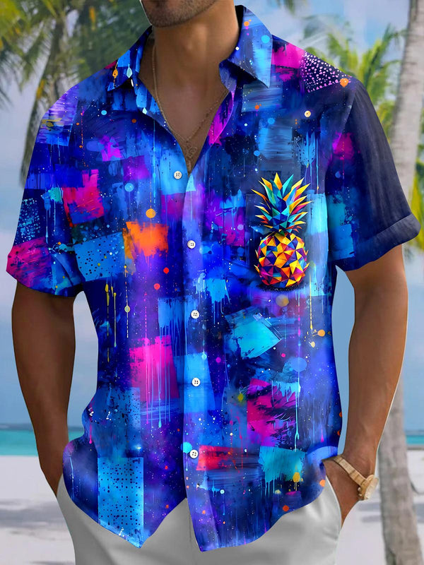 Pineapple Men's Pocket Short Sleeve Shirts