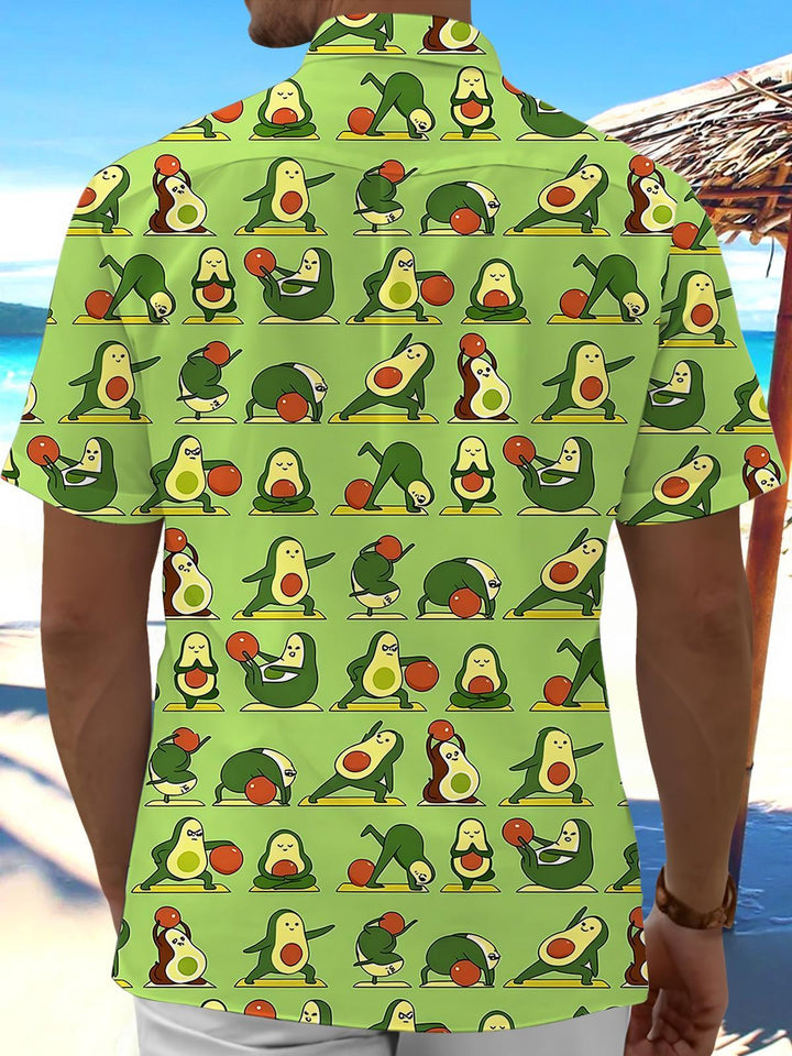 Funny Avocado Print Men's Pocket Short Sleeve Shirts
