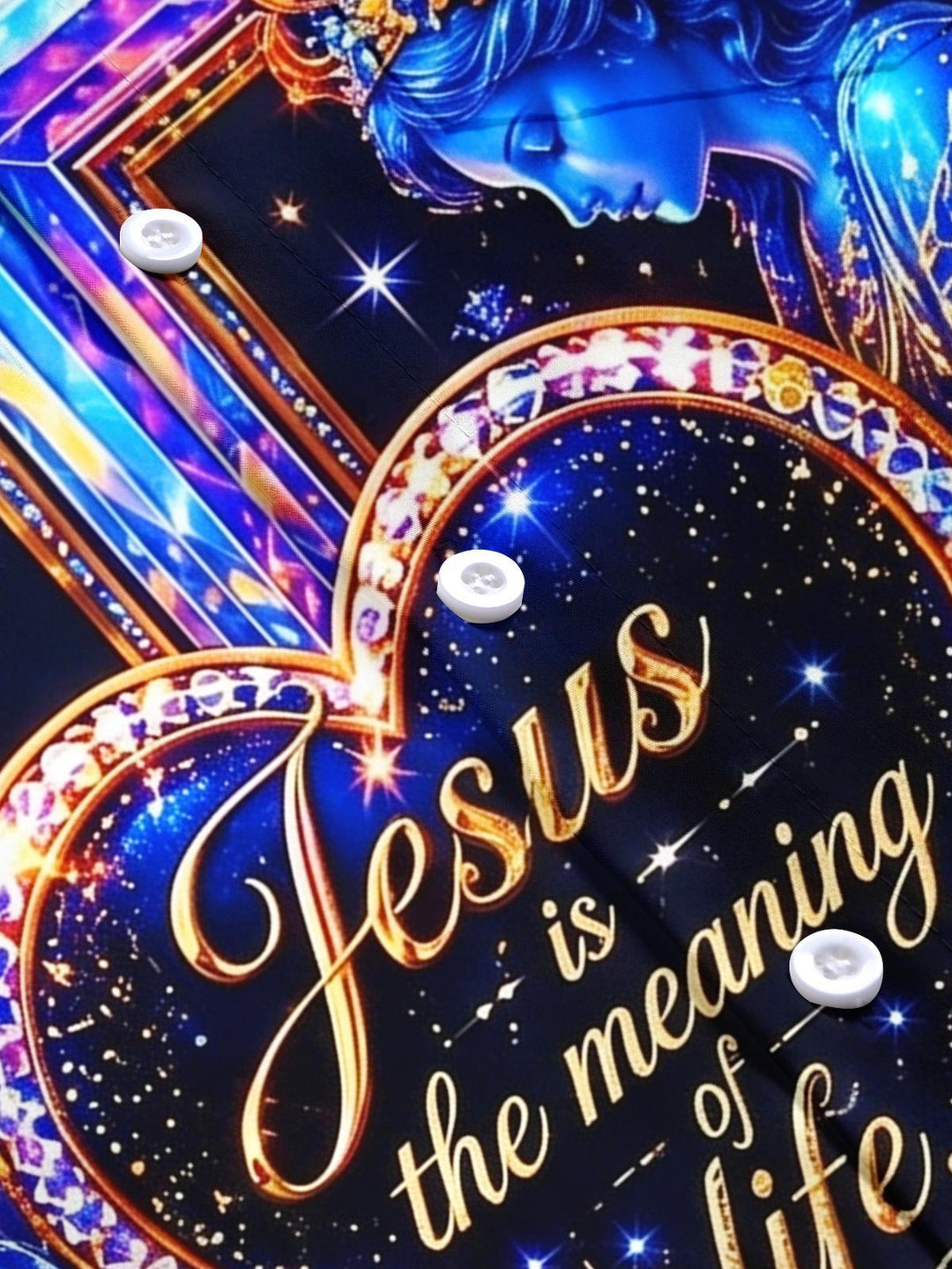 Jesus Cross Religious Starry Sky Men's Pocket Short Sleeve Shirts