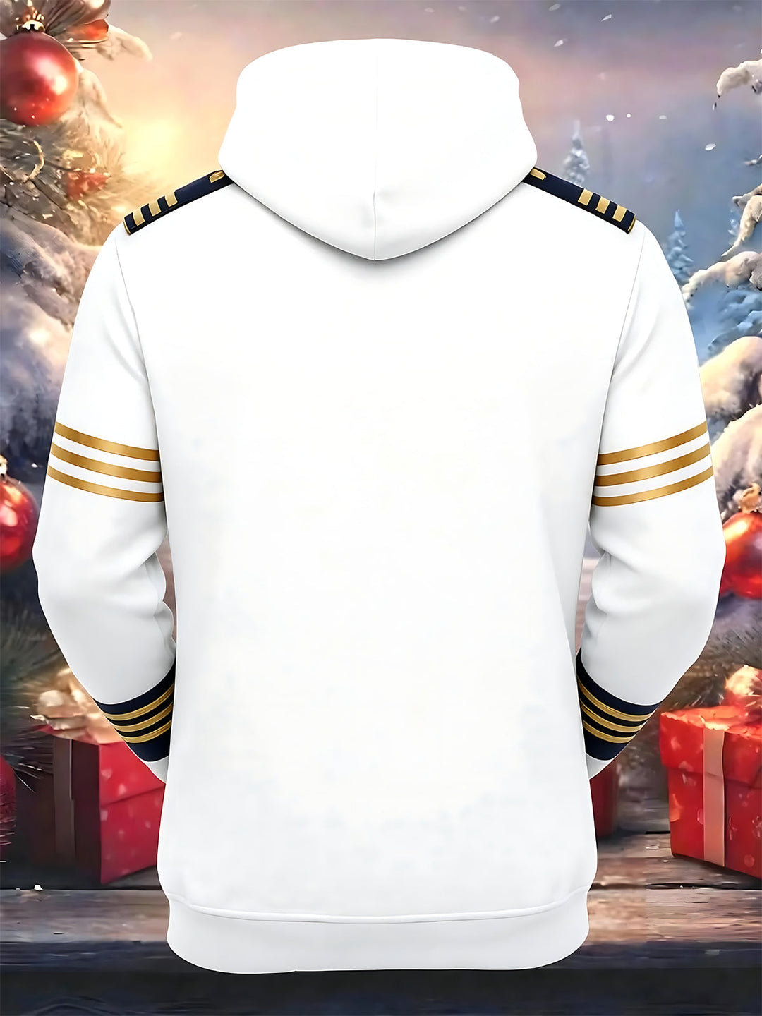 Oceanlyte Men's Graphic Nautical Captain Print Long Sleeve Hoodie with Chest Pocket